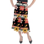  Minimalist Pattern With Simple Lines,flower And Shapes, Creating A Clean And Modern Midi Mermaid Skirt