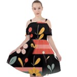  Minimalist Pattern With Simple Lines,flower And Shapes, Creating A Clean And Modern Cut Out Shoulders Dress