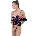  Minimalist Pattern With Simple Lines,flower And Shapes, Creating A Clean And Modern Drape Piece Swimsuit