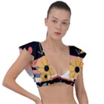  Minimalist Pattern With Simple Lines,flower And Shapes, Creating A Clean And Modern Plunge Frill Sleeve Bikini Top