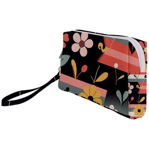 Minimalist Pattern With Simple Lines,flower And Shapes, Creating A Clean And Modern Wristlet Pouch Bag (Small) from ArtsNow.com