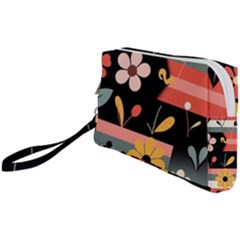 Minimalist Pattern With Simple Lines,flower And Shapes, Creating A Clean And Modern Wristlet Pouch Bag (Small) from ArtsNow.com