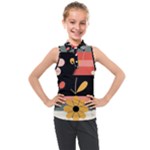  Minimalist Pattern With Simple Lines,flower And Shapes, Creating A Clean And Modern Kids  Sleeveless Polo T-Shirt