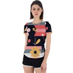  Minimalist Pattern With Simple Lines,flower And Shapes, Creating A Clean And Modern Back Cut Out Sport T-Shirt