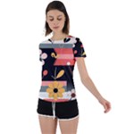  Minimalist Pattern With Simple Lines,flower And Shapes, Creating A Clean And Modern Back Circle Cutout Sports T-Shirt