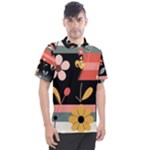  Minimalist Pattern With Simple Lines,flower And Shapes, Creating A Clean And Modern Men s Polo T-Shirt