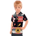  Minimalist Pattern With Simple Lines,flower And Shapes, Creating A Clean And Modern Kids  Polo T-Shirt