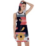  Minimalist Pattern With Simple Lines,flower And Shapes, Creating A Clean And Modern Racer Back Hoodie Dress