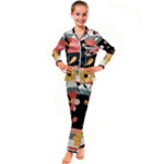  Minimalist Pattern With Simple Lines,flower And Shapes, Creating A Clean And Modern Kids  Satin Long Sleeve Pajamas Set