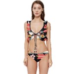  Minimalist Pattern With Simple Lines,flower And Shapes, Creating A Clean And Modern Low Cut Ruffle Edge Bikini Set