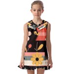  Minimalist Pattern With Simple Lines,flower And Shapes, Creating A Clean And Modern Kids  Pilgrim Collar Ruffle Hem Dress