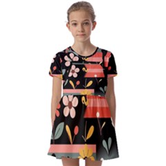 Kids  Short Sleeve Pinafore Style Dress 