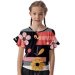  Minimalist Pattern With Simple Lines,flower And Shapes, Creating A Clean And Modern Kids  Cut Out Flutter Sleeves