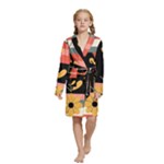  Minimalist Pattern With Simple Lines,flower And Shapes, Creating A Clean And Modern Kids  Long Sleeve Velvet Lounge Robe