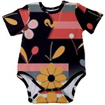  Minimalist Pattern With Simple Lines,flower And Shapes, Creating A Clean And Modern Baby Short Sleeve Bodysuit