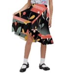  Minimalist Pattern With Simple Lines,flower And Shapes, Creating A Clean And Modern Kids  Ruffle Flared Wrap Midi Skirt