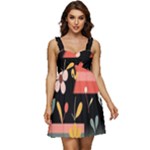  Minimalist Pattern With Simple Lines,flower And Shapes, Creating A Clean And Modern Ruffle Strap Babydoll Chiffon Dress