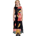  Minimalist Pattern With Simple Lines,flower And Shapes, Creating A Clean And Modern Kids  Satin Sleeveless Maxi Dress