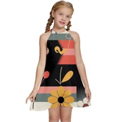 Kids  Halter Collar Waist Tie Chiffon Dress 