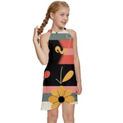 Kids  Halter Collar Waist Tie Chiffon Dress 