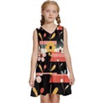  Minimalist Pattern With Simple Lines,flower And Shapes, Creating A Clean And Modern Kids  Sleeveless Tiered Mini Dress