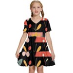  Minimalist Pattern With Simple Lines,flower And Shapes, Creating A Clean And Modern Kids  Short Sleeve Tiered Mini Dress