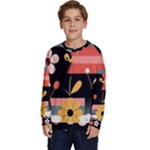  Minimalist Pattern With Simple Lines,flower And Shapes, Creating A Clean And Modern Kids  Crewneck Sweatshirt