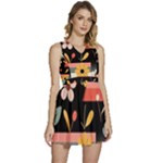  Minimalist Pattern With Simple Lines,flower And Shapes, Creating A Clean And Modern Sleeveless High Waist Mini Dress