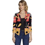  Minimalist Pattern With Simple Lines,flower And Shapes, Creating A Clean And Modern Women s Casual 3/4 Sleeve Spring Jacket