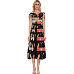  Minimalist Pattern With Simple Lines,flower And Shapes, Creating A Clean And Modern V-Neck Drawstring Shoulder Sleeveless Maxi Dress