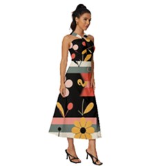 Sleeveless Cross Front Cocktail Midi Chiffon Dress 