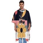  Minimalist Pattern With Simple Lines,flower And Shapes, Creating A Clean And Modern Men s Hooded Rain Ponchos