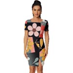  Minimalist Pattern With Simple Lines,flower And Shapes, Creating A Clean And Modern Fitted Knot Split End Bodycon Dress