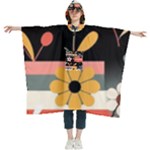  Minimalist Pattern With Simple Lines,flower And Shapes, Creating A Clean And Modern Women s Hooded Rain Ponchos