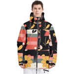  Minimalist Pattern With Simple Lines,flower And Shapes, Creating A Clean And Modern Men s Multi Pockets Zip Ski and Snowboard Waterproof Breathable Jacket