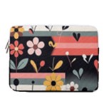  Minimalist Pattern With Simple Lines,flower And Shapes, Creating A Clean And Modern 14  Vertical Laptop Sleeve Case With Pocket