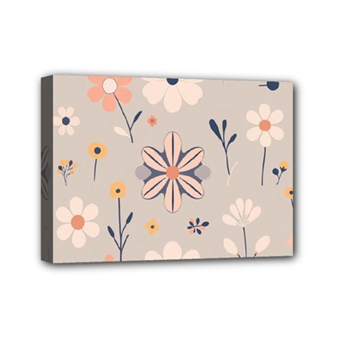 Minimalist Pattern With Simple Lines,flower And Shapes, Creating A Clean And Modern Mini Canvas 7  x 5  (Stretched) from ArtsNow.com