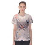  Minimalist Pattern With Simple Lines,flower And Shapes, Creating A Clean And Modern Women s Sport Mesh T-Shirt