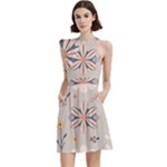  Minimalist Pattern With Simple Lines,flower And Shapes, Creating A Clean And Modern Cocktail Party Halter Sleeveless Dress With Pockets