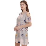  Minimalist Pattern With Simple Lines,flower And Shapes, Creating A Clean And Modern Women s Cold Shoulder Round Neck Mini Dress