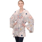  Minimalist Pattern With Simple Lines,flower And Shapes, Creating A Clean And Modern Long Sleeve Velvet Kimono 