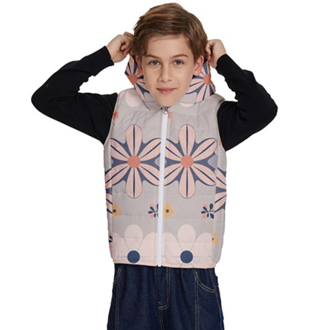 Minimalist Pattern With Simple Lines,flower And Shapes, Creating A Clean And Modern Kids  Stylish Hooded Puffer Vest from ArtsNow.com