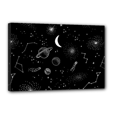 Cosmic Black Space Star Canvas 18  x 12  (Stretched) from ArtsNow.com