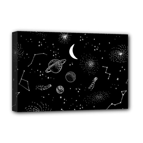 Cosmic Black Space Star Deluxe Canvas 18  x 12  (Stretched) from ArtsNow.com