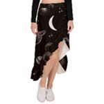 Cosmic Black Space Star Asymmetrical Ruffle Hem Skirt 