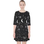 Cosmic Black Space Star Quarter Sleeve Pocket Dress