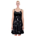 Cosmic Black Space Star Spaghetti Strap Velvet Dress