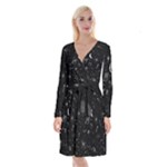 Cosmic Black Space Star Long Sleeve Velvet Front Wrap Dress