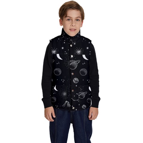 Cosmic Black Space Star Kid s Button Up Puffy Vest from ArtsNow.com