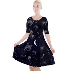 Quarter Sleeve A-Line Dress 